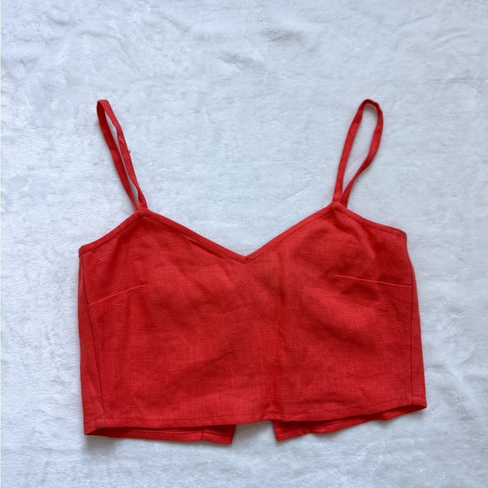 Paloma Wool Coral-Red V-Neck Spaghetti Strap Tank